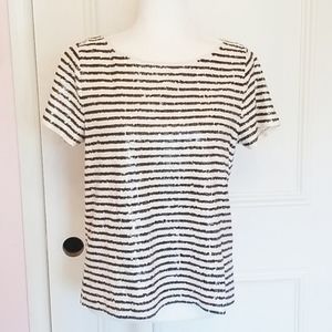 J. CREW black & cream sequin top